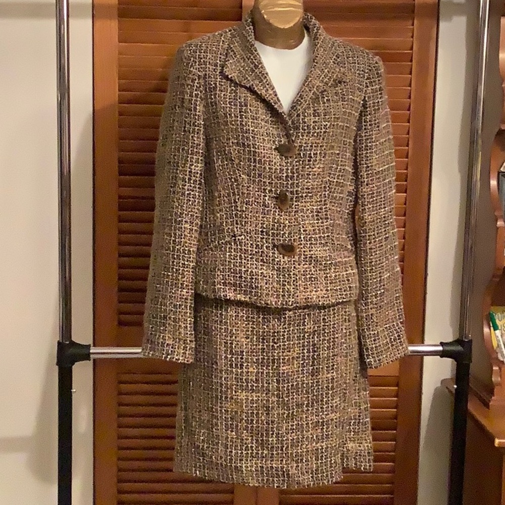 Talbot Tweed Wool Blend Blazer and Skirt Suit